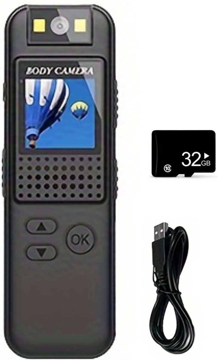 Bovista Spy Camera - Bodycam - Politie - Chest Camera - Spy Cam - Verborgen Camera - Spionage Camera - Action Camera - HD + 32GB