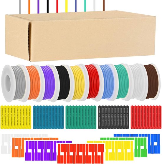 Fil De Silicone électrique 10 AWG - 2 Fils De 5 M Chacun - Calibre 10 (5,26 Mm²) - Neuf - Marque MMOBIEL