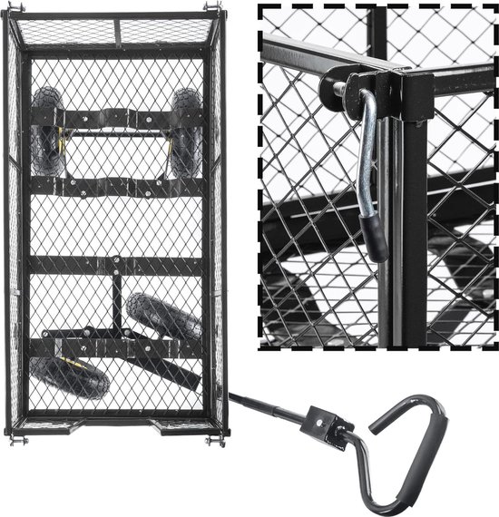 Multifunctionele Nettuinwagen met Afneembaar Zeil - Draagvermogen 300 kg, Staal, Antislip Handkar voor Transport van Work-It — afbeelding 5