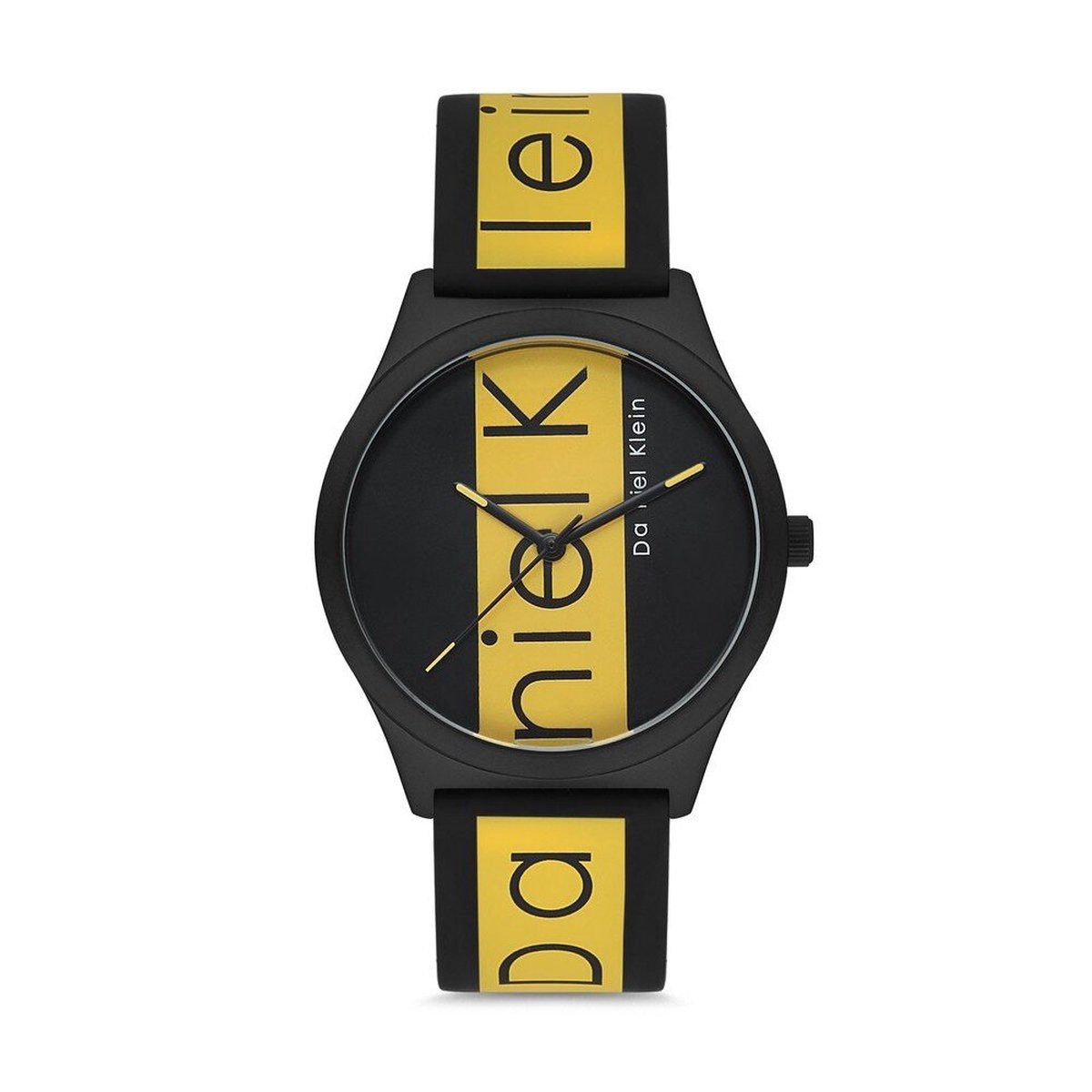 Daniel Klein DK.1.12617-1 - Horloge - Analoog - Mannen - Heren - siliconen band - rond - Zwart - Geel