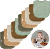 Funnies Slabbetjes 10-Pack Aardetinten - Set van 10 Zachte Slabbertjes - Grote Slabbers - Kwijldoekjes voor Baby’s en Kinderen - Absorberend, Zacht en Makkelijk Wasbaar - Perfect voor Voeden, Kwijlen en Bescherming van Kleding