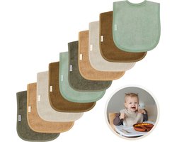 Funnies Slabbetjes 10-Pack Aardetinten - Set van 10 Zachte Slabbertjes - Grote Slabbers - Kwijldoekjes voor Baby’s en Kinderen - Absorberend, Zacht en Makkelijk Wasbaar - Perfect voor Voeden, Kwijlen en Bescherming van Kleding - Kraamcadeau