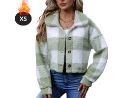 Livano Winterjas - Dames Winterjas - Winter - Volwassen - Stijlvol - Teddy Jas Dames - Lichtgroen - XS