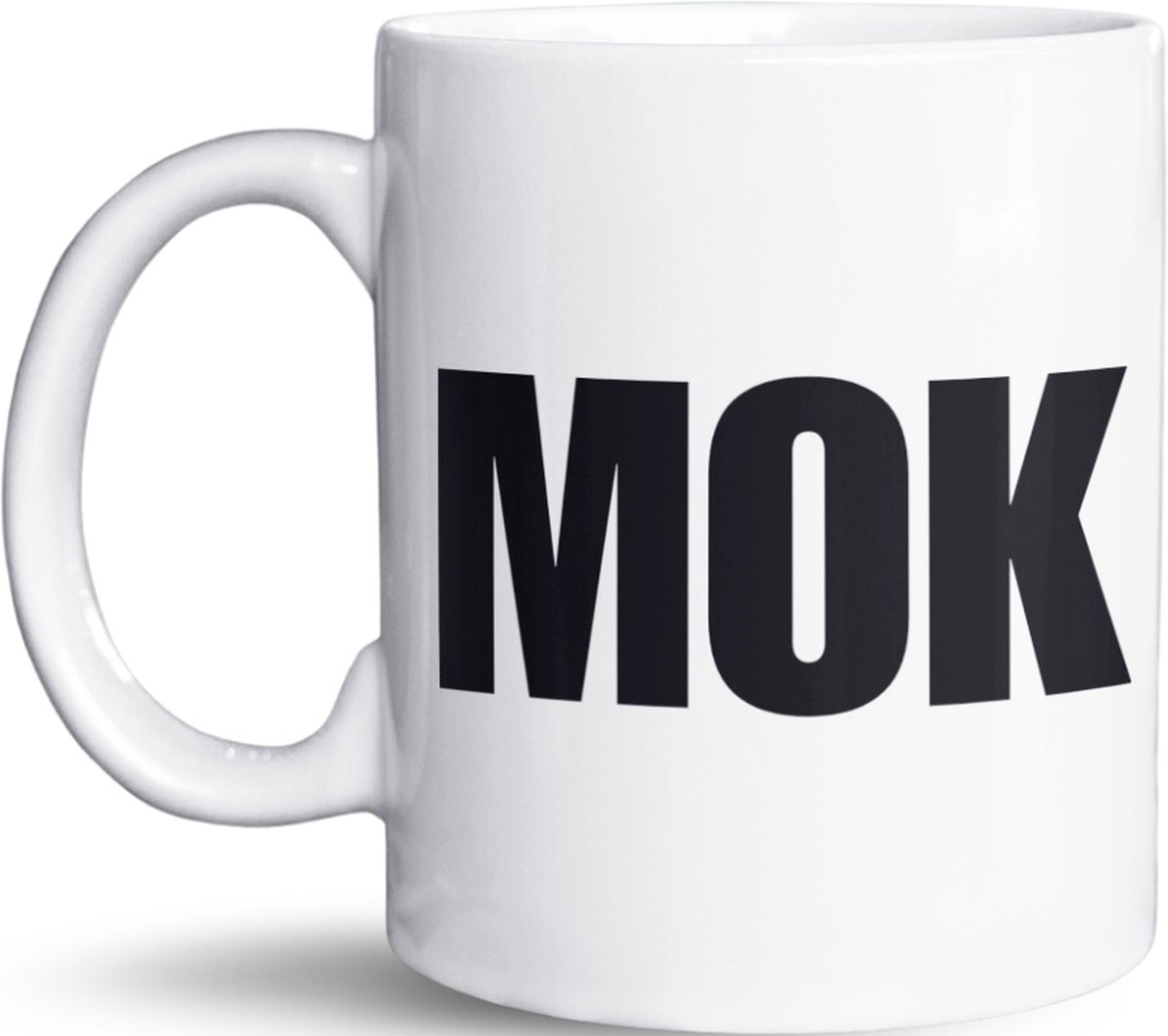 NietMokken.nl - Grappige Mok "MOK" - Simpele en Hilarische Tekst Mok - Perfect Cadeau voor Koffie- en Theeliefhebbers, vrienden of familie - 325 ml Keramische Mok - Vaatwasser- en Magnetronbestendig
