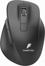 Bol.com FoneTex draadloze muis met duimsteun - Draadloos + Bluetooth V5.0 - Ergonomisch - Stille muis - Zwart aanbieding