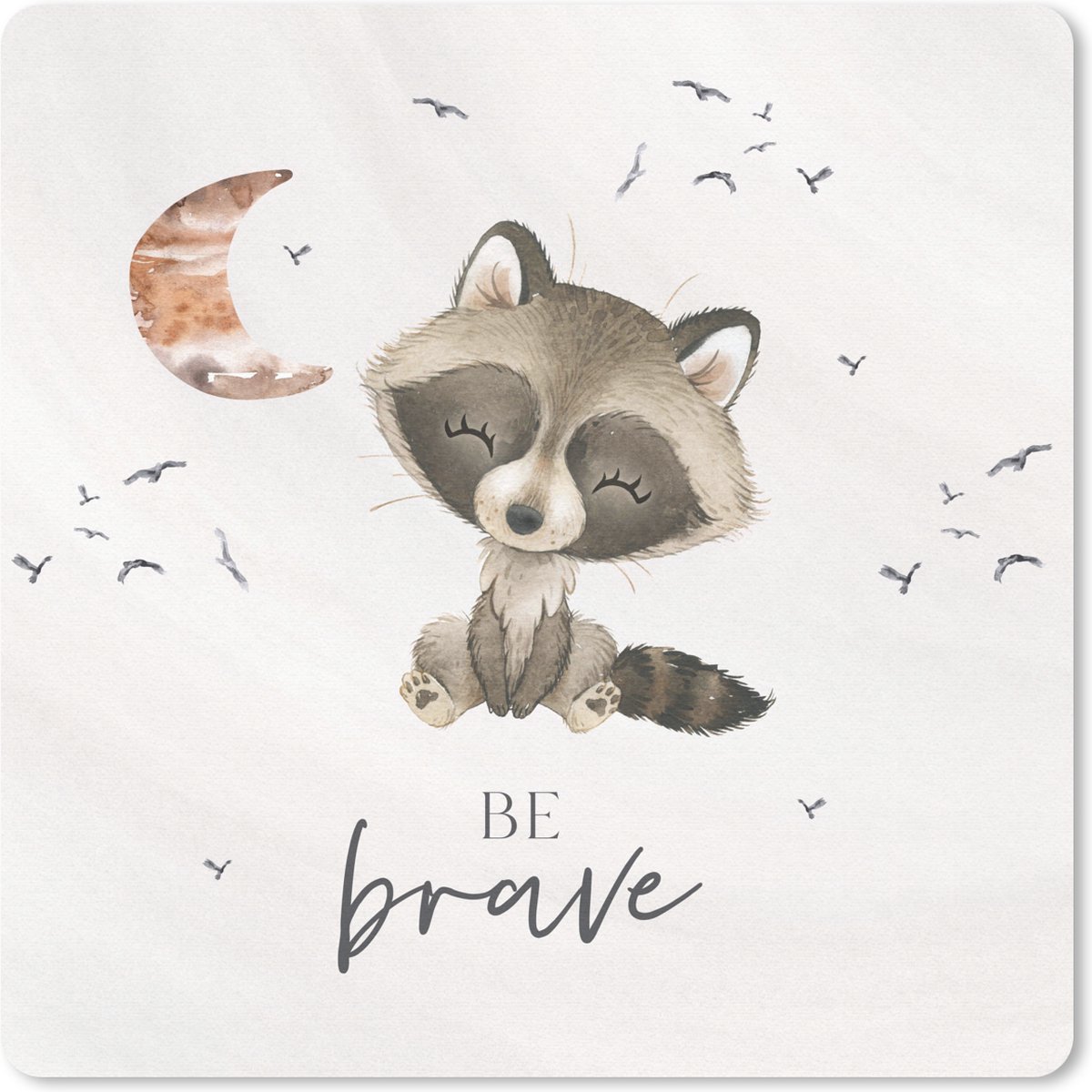 Muismat 20x20 cm - Mousepad Waterverf - Be brave - Quotes - Kinderen - Jongens - Meisjes - Muismatten
