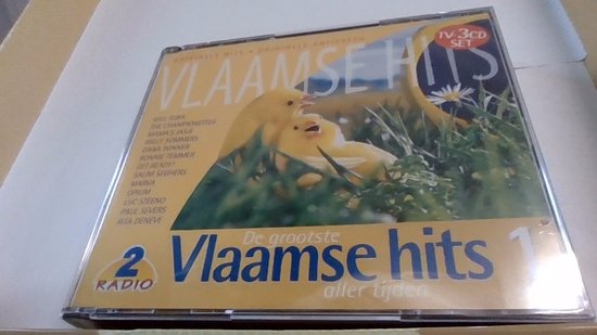 CD-hoes met twee gele kuikens in het gras, met de tekst 'De grootste Vlaamse hits aller tijden 1'