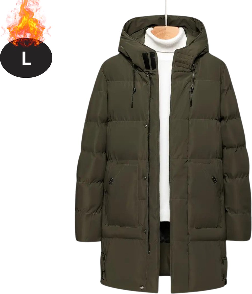 Livano Luxe Winterjas Parka Heren Winter Jas Volwassen Stijlvol Met Capuchon Legergroen