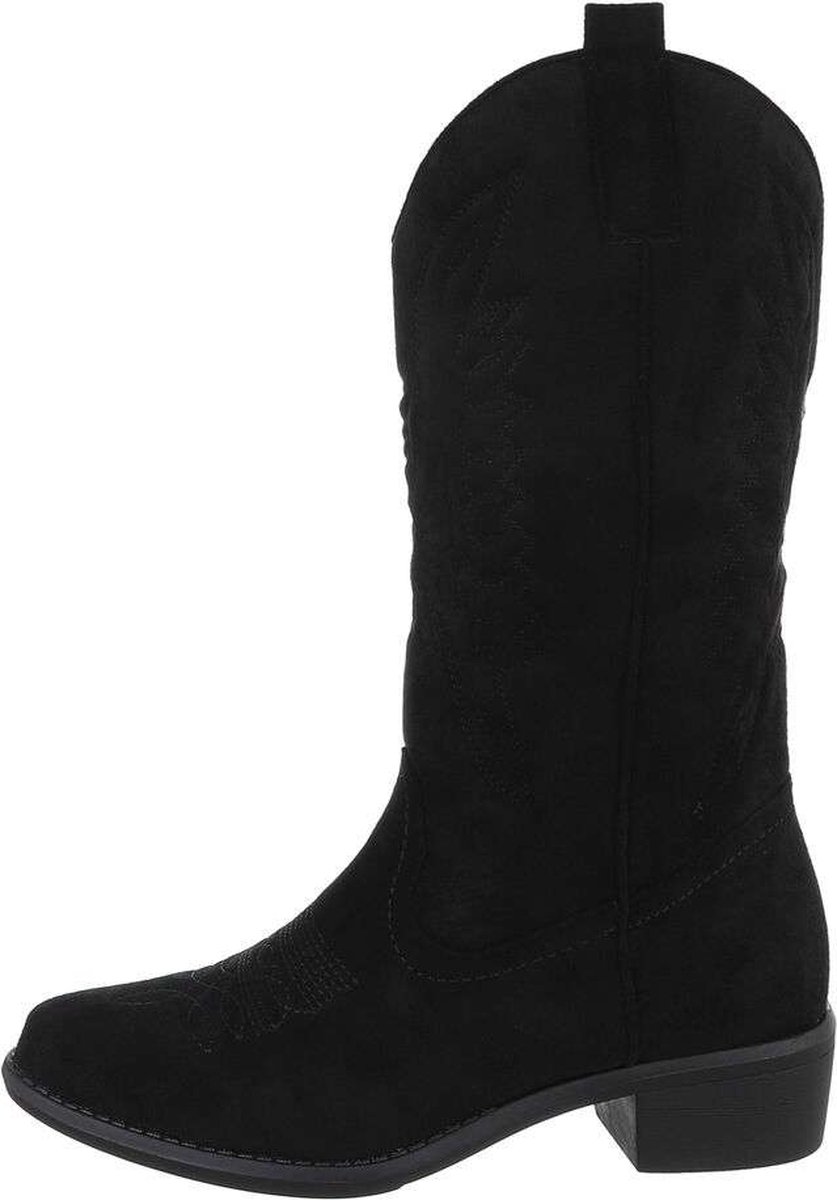 ZoeZo Design cowboylaarzen nieuwe collectie herfst winter half hoge laarzen suedine laarzen westernlaarzen met rits warm gevoerd hakhoogte met stiksel zwart