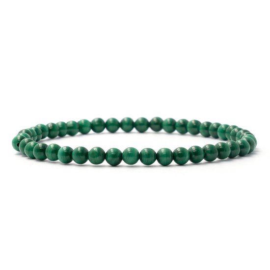 Bracelet de pierres précieuses Bixorp Malachite - 4mm / 18cm - Bracelets de perles de Luxe fait à la main
