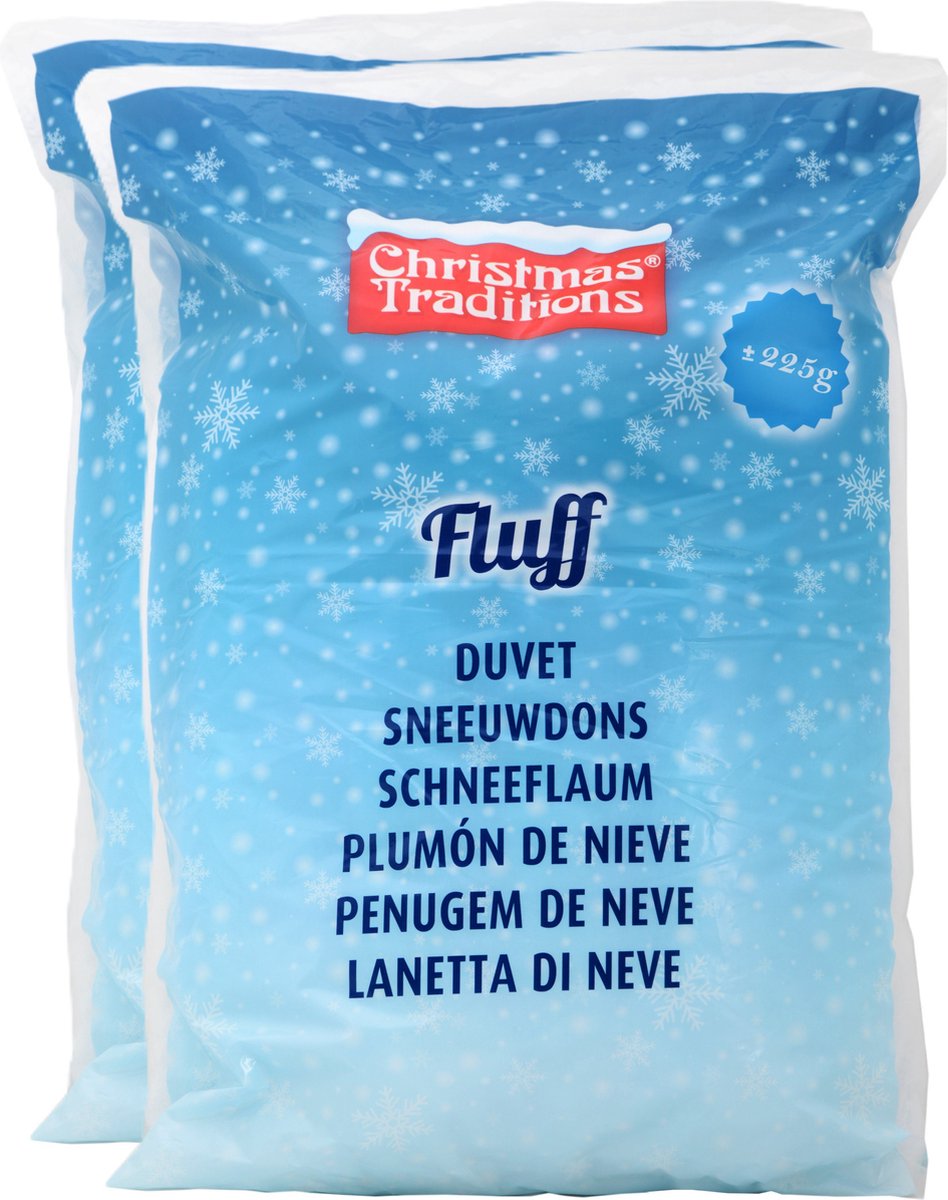 Christmas Traditions Kunstsneeuw/nepsneeuw - sneeuwdons watten - in zak - 450 gram - wit