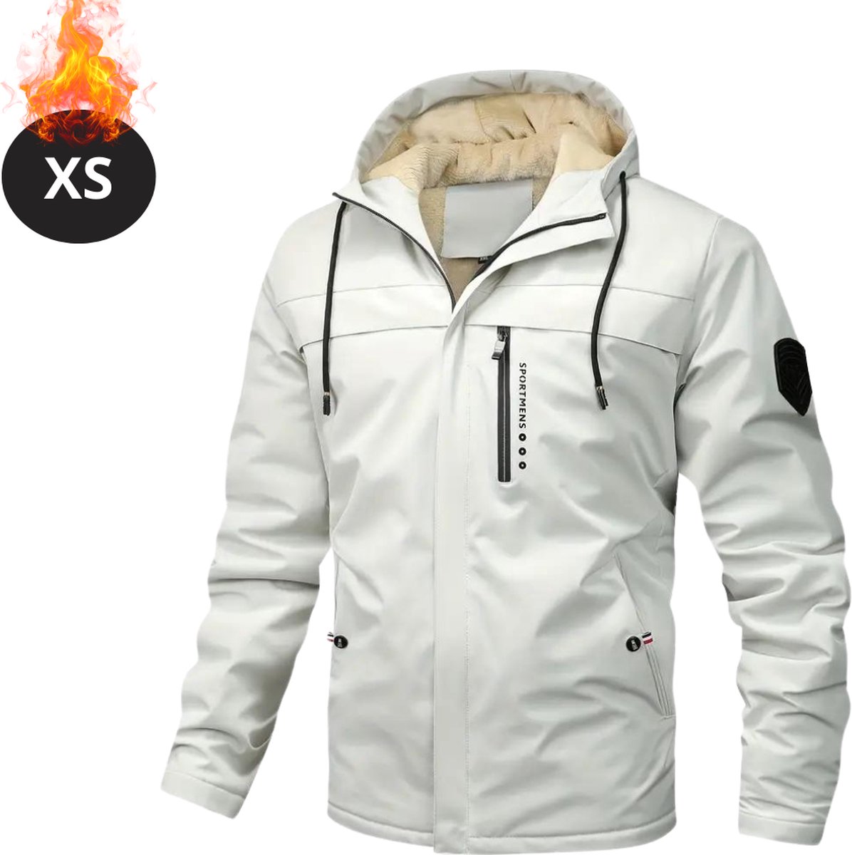 Livano Winterjas - Fleecejack Heren - Winter - Volwassen - Stijlvol - Met Capuchon - Beige - XS