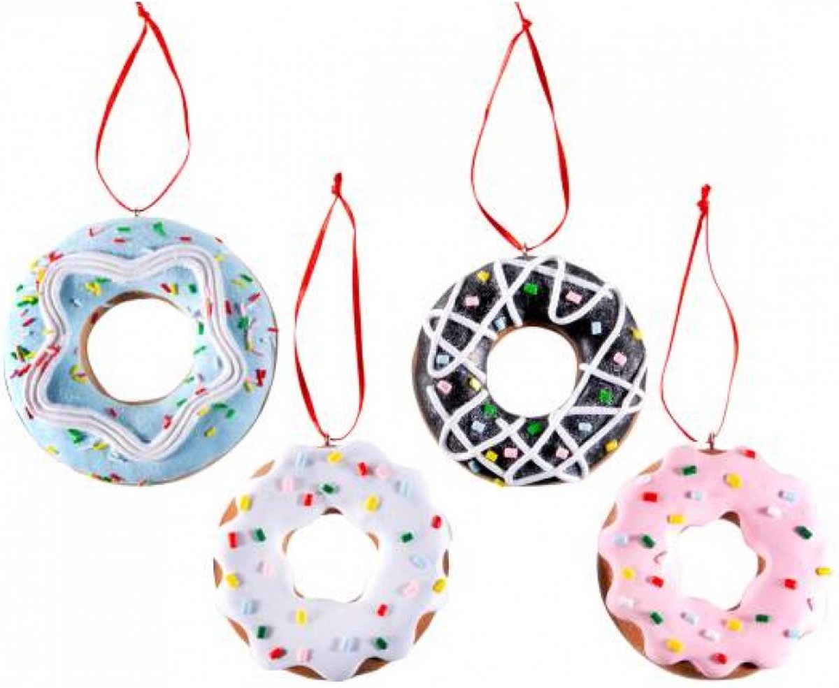 Kerstboomhanger - donut hanger - kerstversiering - kerstbal - set van 4