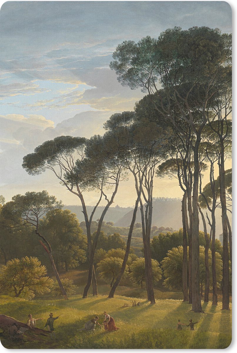 Muismat 18x27 cm - Mousepad Italiaans landschap met parasoldennen - Schilderij van Hendrik Voogd - Muismatten