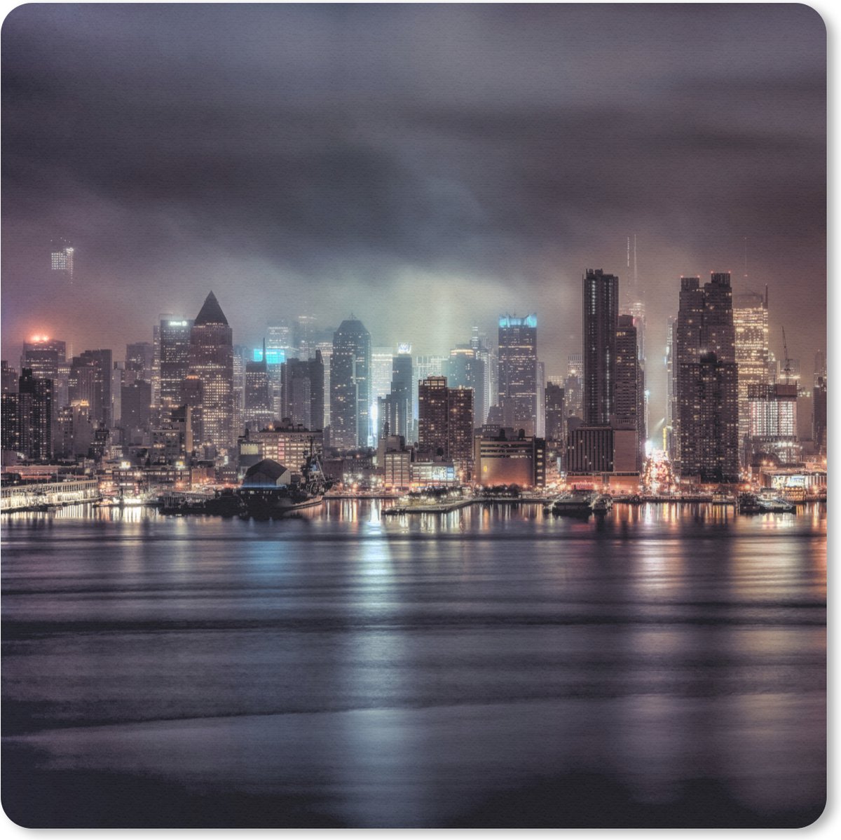 Muismat 30x30 cm - Mousepad New York - Storm - Skyline - Muismatten