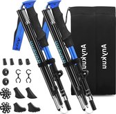 Wandelstok Nordic Walking 110 - 130 cm telescopisch schokbestendig ultralicht campingrugzak blauw