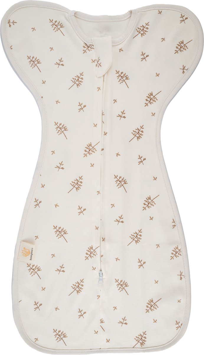 Honeybears Inbakerslaapzak – Slaapzak baby – Inbakerdoek baby – Swaddle - Wit met goud – 3 tot 6 maanden - 68 cm – TOG 1.0