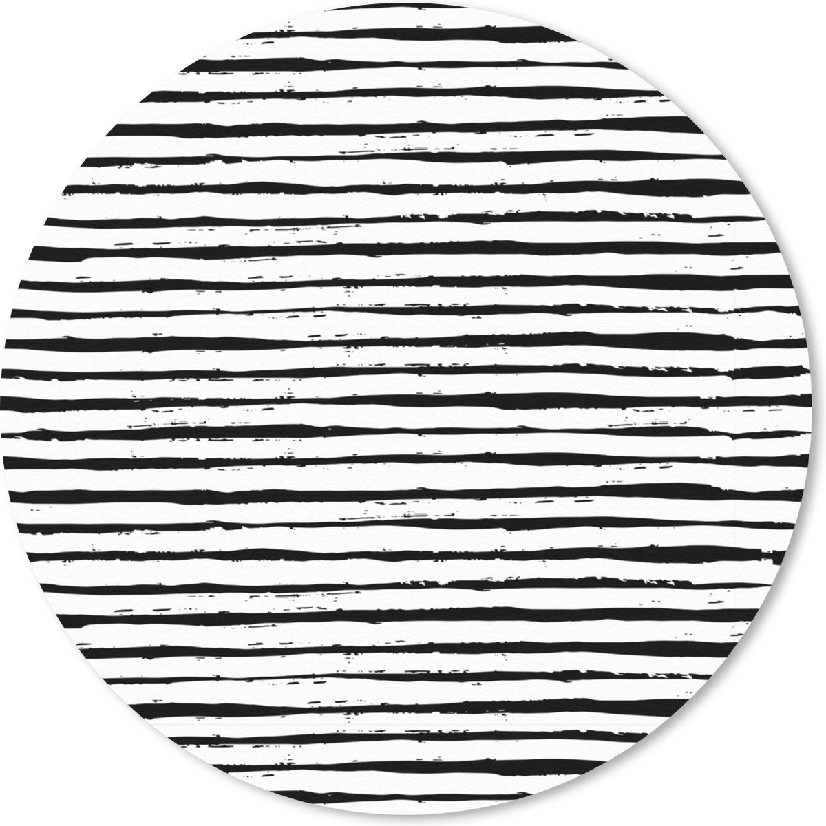 Muismat rond 40x40 cm - Mousepad Zwart - Strepen - Wit - Design - Ronde muismatten