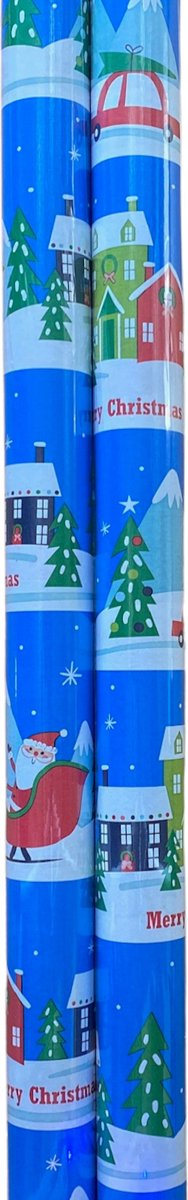 FESTIVE GIFTS Inpakpapier - Cadeaupapier - 200 x 70cm - 2 rollen - Kerst - Luxe Cadeauverpakking - Kleurrijk