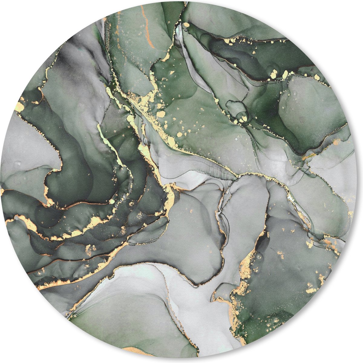 Muismat rond 50x50 cm - Mousepad Luxe - Marmer print - Groen - Ronde muismatten