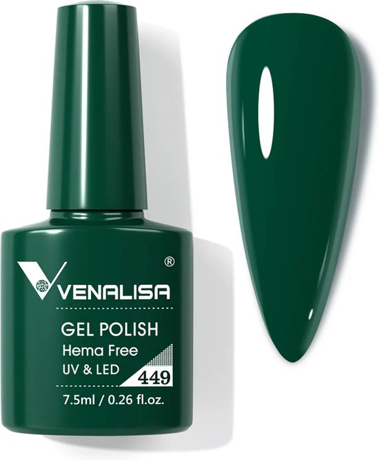 Venalisa Gel Polish 449, donkergroene gel nagellak.