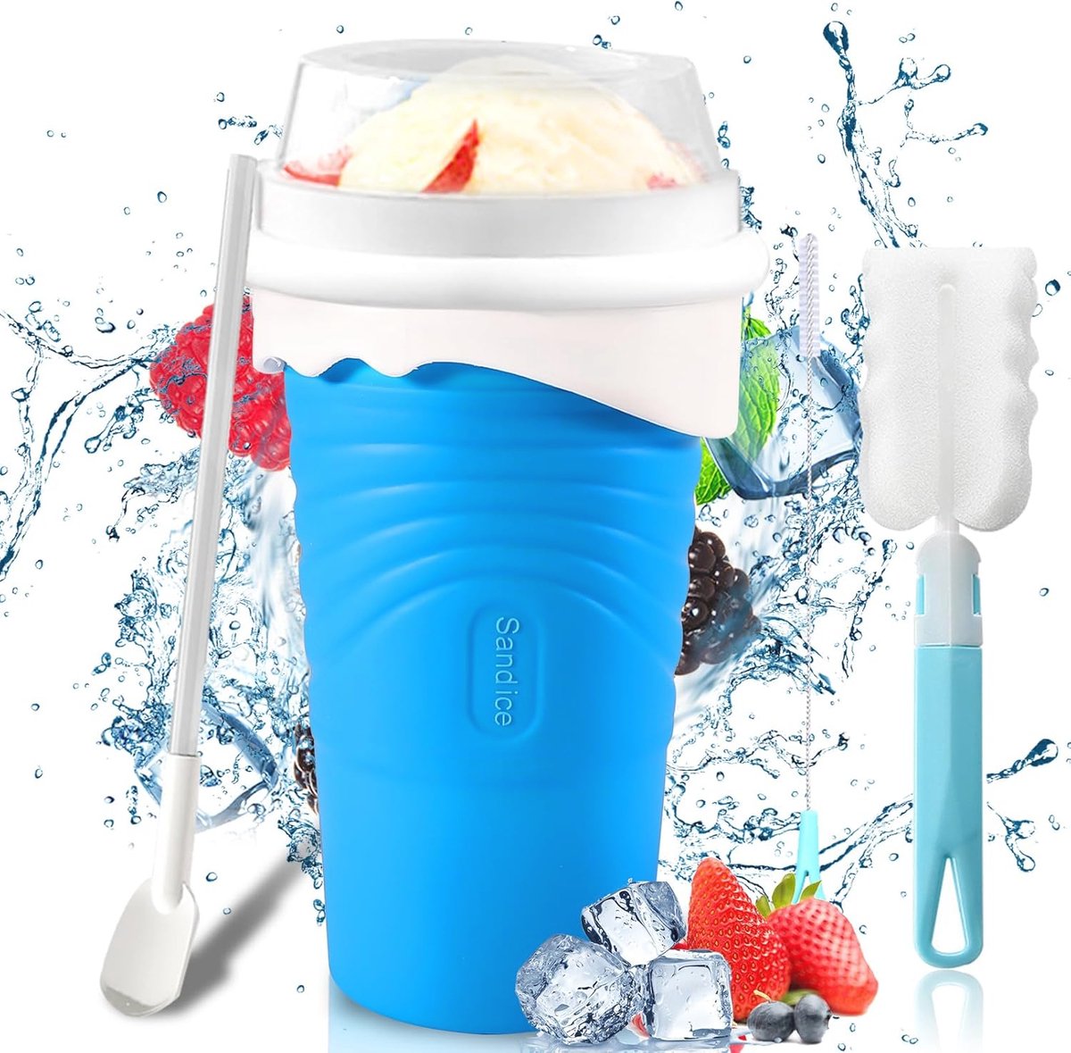 Slushy Maker Beker 500ml - Creatief Rietjeslepel Ontwerp voor Smoothies en Bevroren Dranken - Eenvoudig te Reinigen en Duurzaam