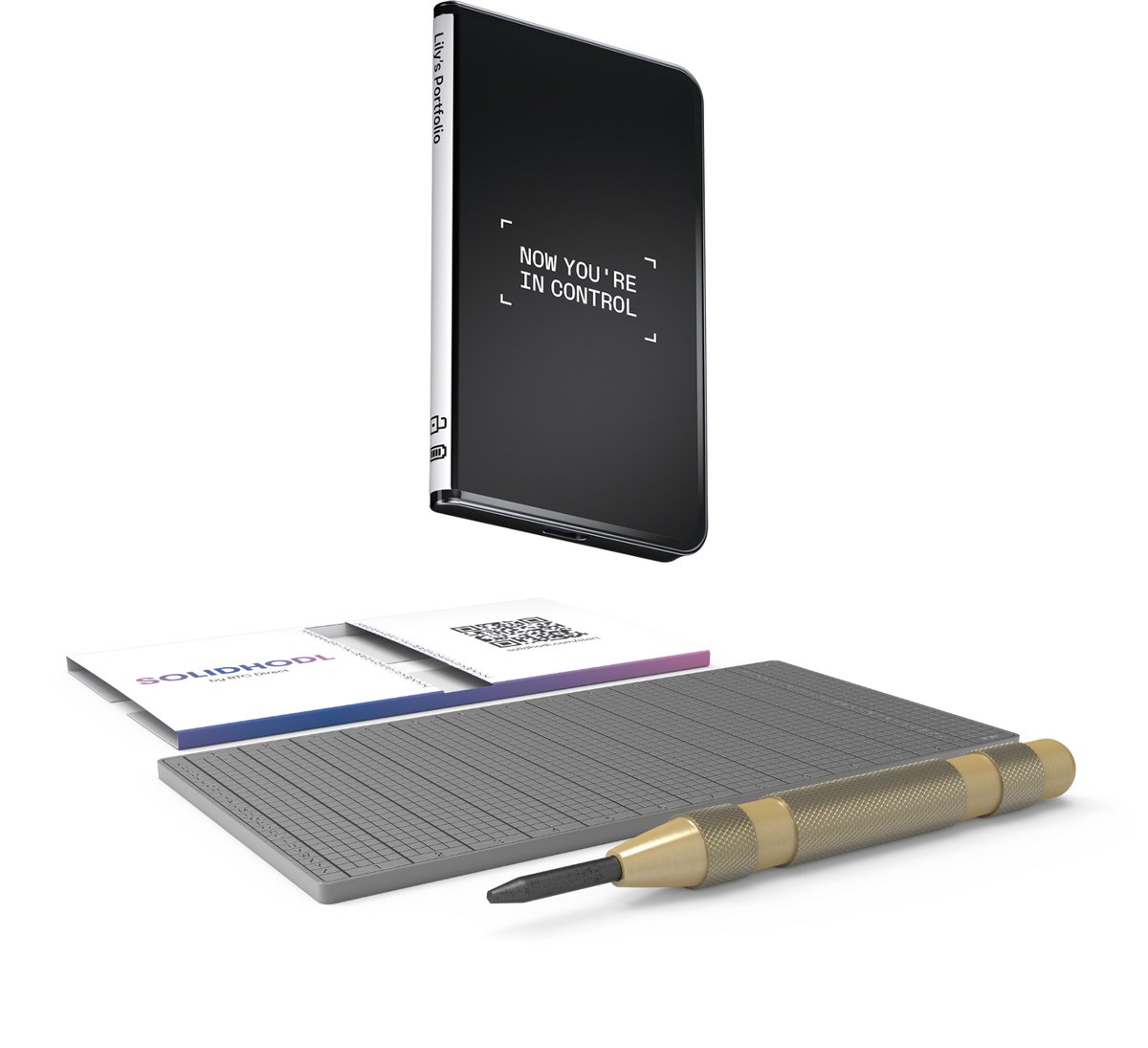 Ledger Stax + SOLIDHODL - Voordeelbundel - Hardware Wallet - Touchscreen Wallet voor Bitcoin, Ethereum en andere crypto - Staking
