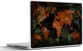Laptop sticker - 17.3 inch - Wereldkaart - Goud - Planten - 40x30cm - Laptopstickers - Laptop skin - Cover