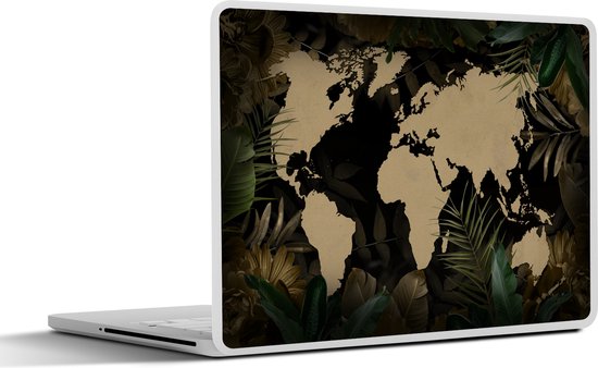 Laptop sticker - 11.6 inch - Wereldkaart - Tropische planten - Bloemen - 30x21cm - Laptopstickers - Laptop skin - Cover