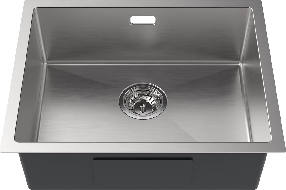 Auralum Pro Max Spoelbak RVS 55x44cm - Spoelbak Keuken - Keuken gootsteen - Enkele spoelbakken Met sifon - afvoer en overloopset