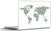 Laptop sticker - 11.6 inch - Wereldkaart - Tropische Planten - Wit - 30x21cm - Laptopstickers - Laptop skin - Cover