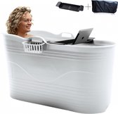 HelloBath® - Bath Bucket XL (Comfort) - Licht Grijs - 122 cm - Zitbad voor volwassenen - IJsbad - met rekbare Afvoerslang tot 3 meter - EXTRA's: Badplank, Kraantje en Beschermhoes