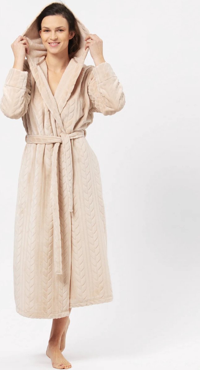 Key Badjas Dames Fleece Vrouwen Beige LGL 200 L/XL