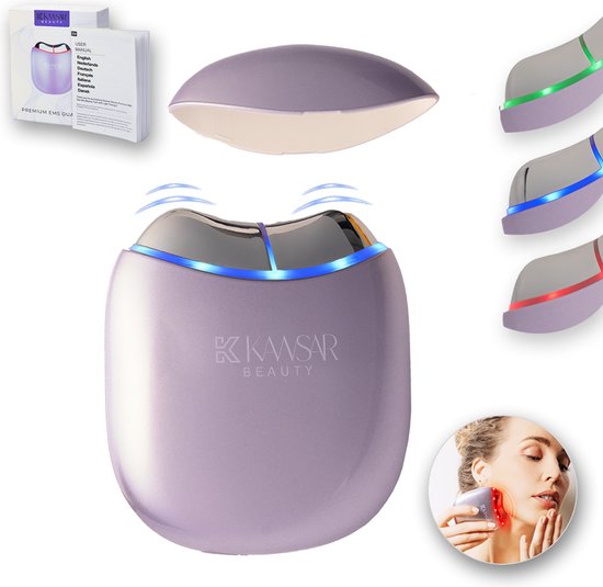 Premium EMS Gua Sha Huidverjongingsapparaat met LED Lichttherapie – Depuff, Verjong & Contour – Blauw, Groen & Red Light Therapy – Facelift apparaat - Anti-Rimpel - Skincare Tool – Gezichtsroller – Voor Alle Huidtypes