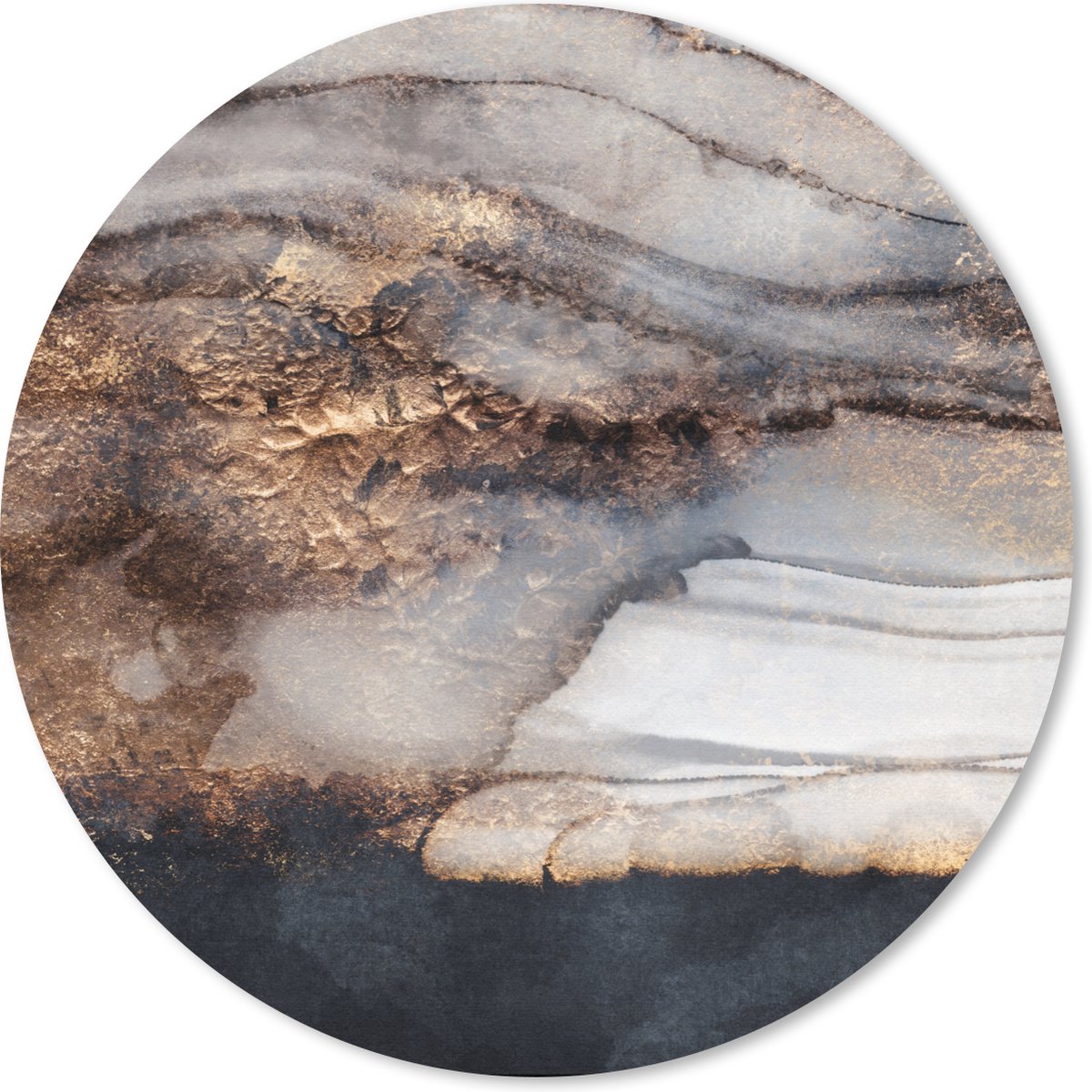Muismat rond 50x50 cm - Mousepad Storm - Goud - Abstract - Ronde muismatten