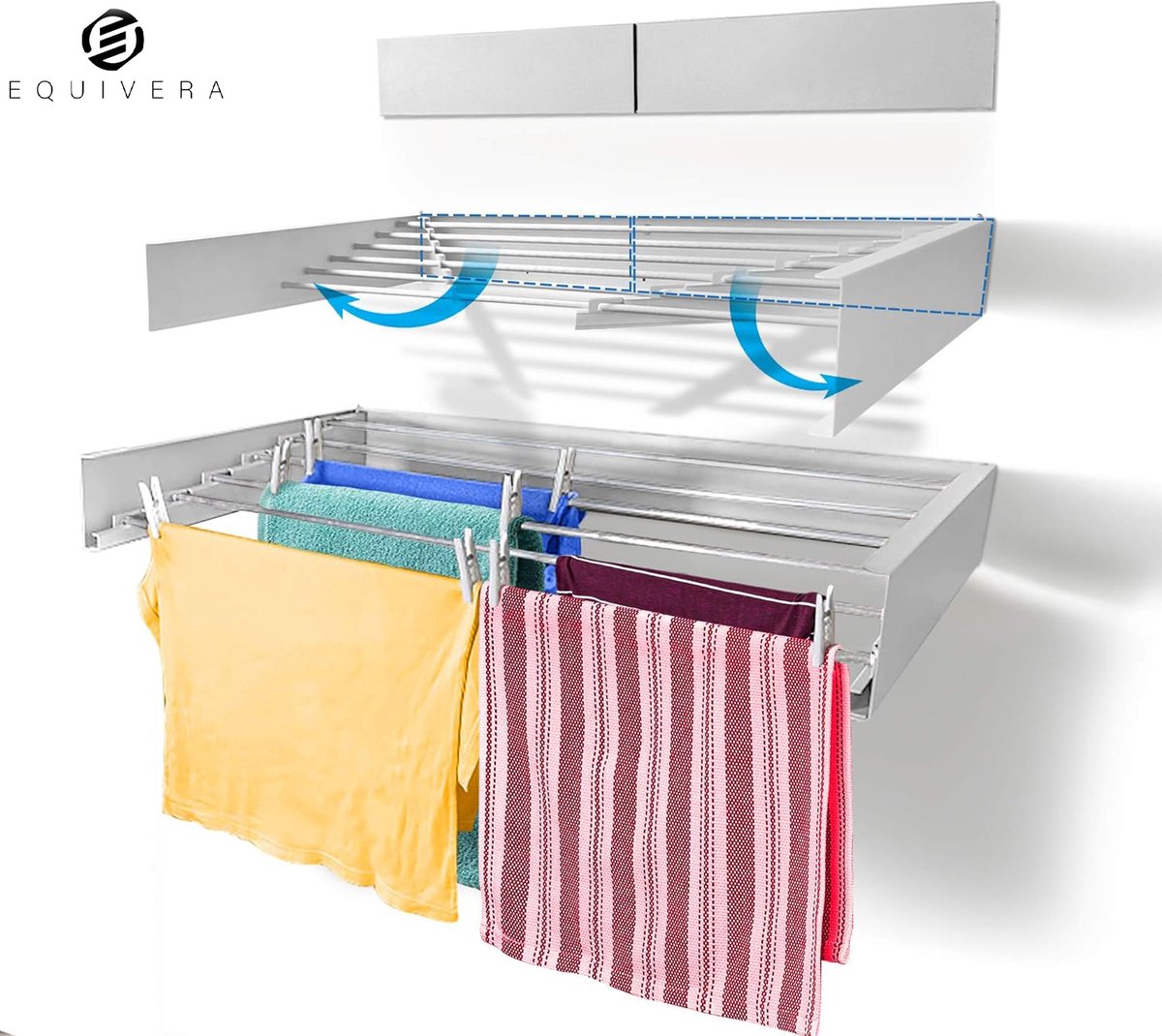 Goedkoopste Equivera Wanddroogrek - Wasrek - Droogrek - Wanddroogrek Inklapbaar - Wand Droogrek