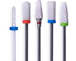 FOOCCA® Keramische Nagelfrees Bitjes - Elektrische Nagelvijl Opzetstukjes - Keramiek Nagel Bitjes - Ceramic Bits – Manicure en Pedicure – Universeel Formaat Nagel Bitjes - Set 5 stuks - Nagel Frees