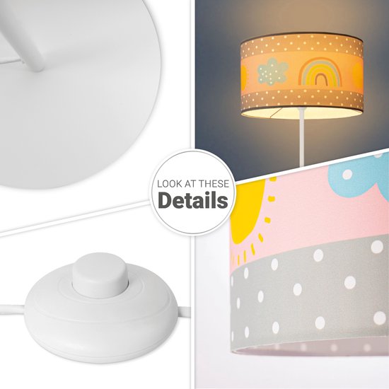 Paco Home - Vloerlamp - Kinderlamp - Kinderkamer - Lampenkap - Rond - Stoffen - Lamp - Vloerlamp - Veelkleurig E27 - Design van Paco Home — afbeelding 3
