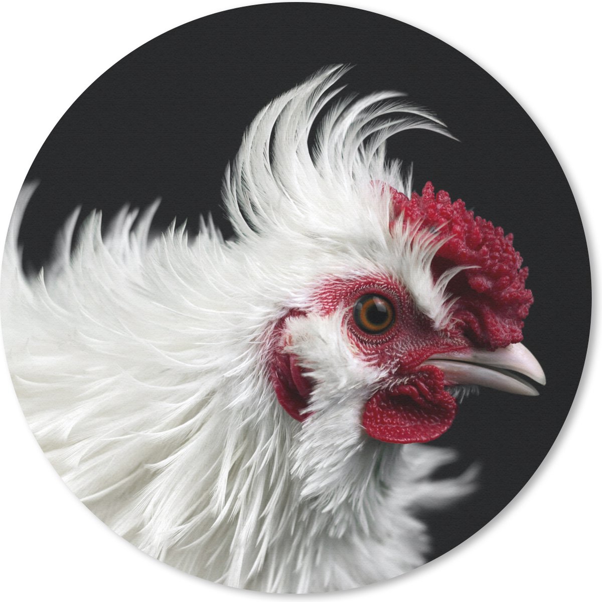 Muismat rond 30x30 cm - Mousepad Kip - Vogel - Zwart - Ronde muismatten