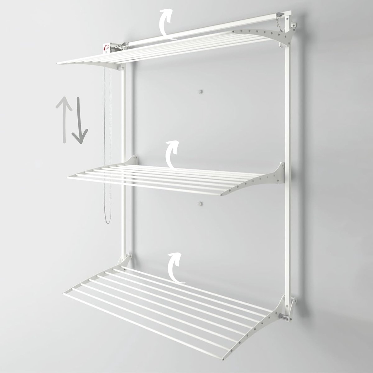 Goedkoopste Verticaal Intrekbaar Wasrek voor Binnen en Buiten - 88 x 52 x 137 cm, Wit