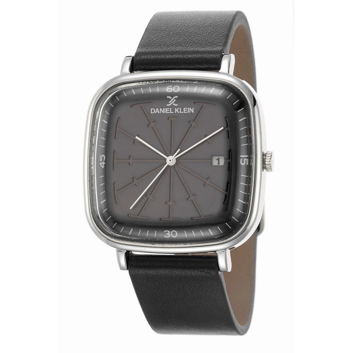 Daniel Klein DK.1.12508-1 - Horloge - Analoog - Mannen - Heren - leren band - Vierkant - Zwart - Zilverkleurig