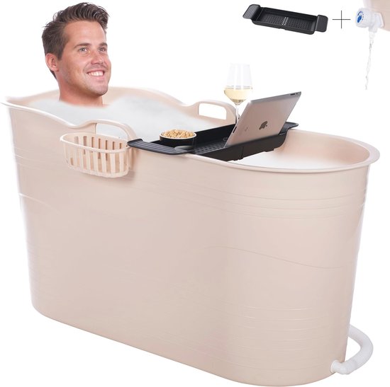 HelloBath® XL Bademmer IJsbad & Hottub - 122x56x64 Cm - Incl. Afvoer & Accessoires