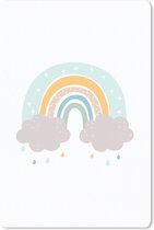 Muismat - Mousepad - Regenboog - Wolken - Regen - Kinderen - Pastel - 40x60 cm - Muismatten