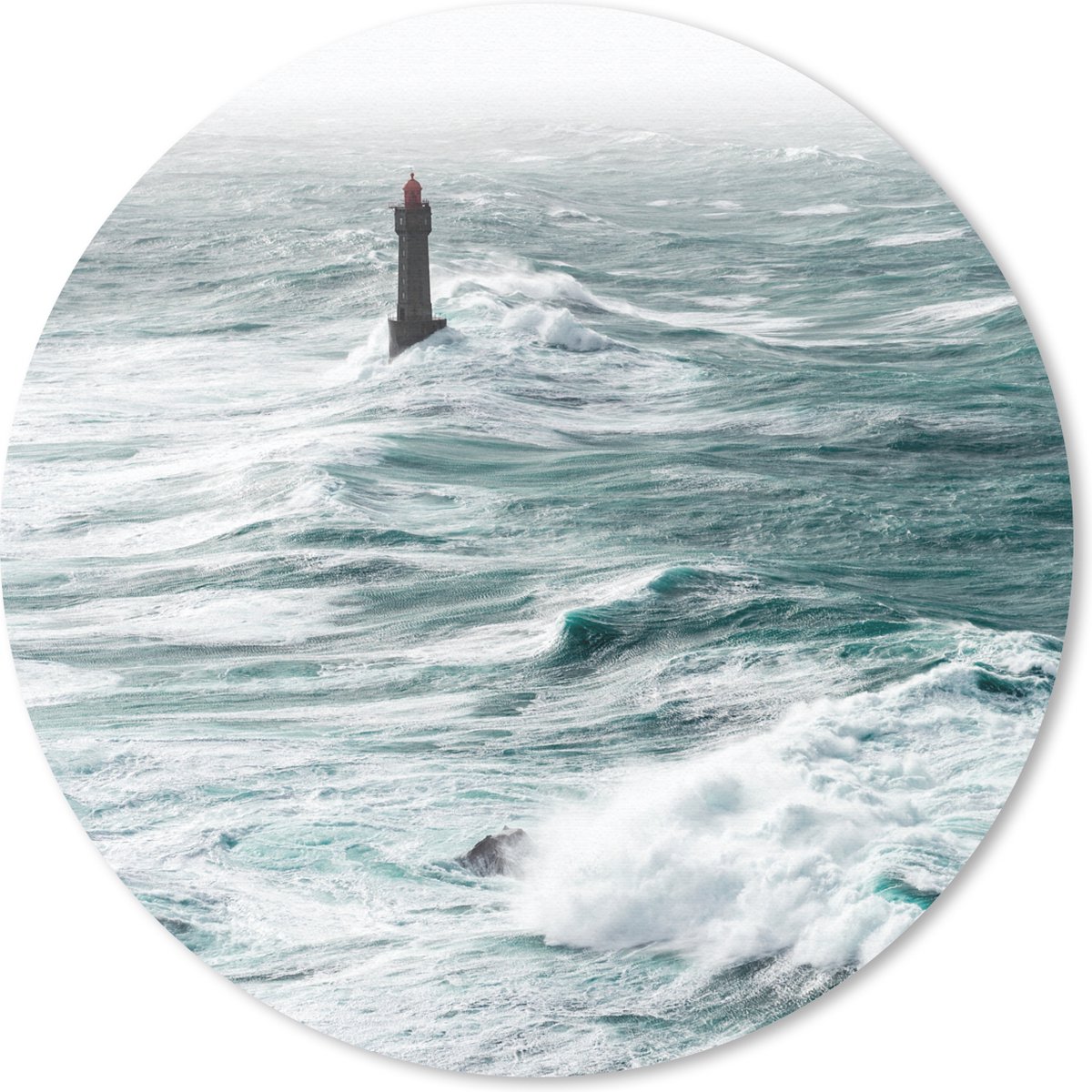 Muismat rond 30x30 cm - Mousepad Vuurtoren - Golf - Zee - Ronde muismatten