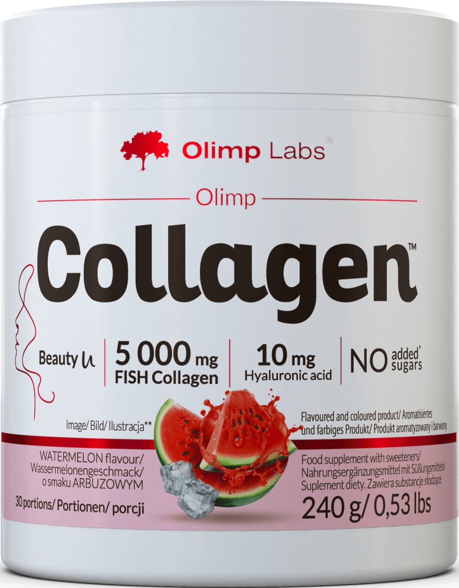 Goedkoopste Olimp Collagene 240g VIS collageenpoeder met hyaluronzuur, mineralen en vitaminen, watermeloensmaak voor een mooie huid