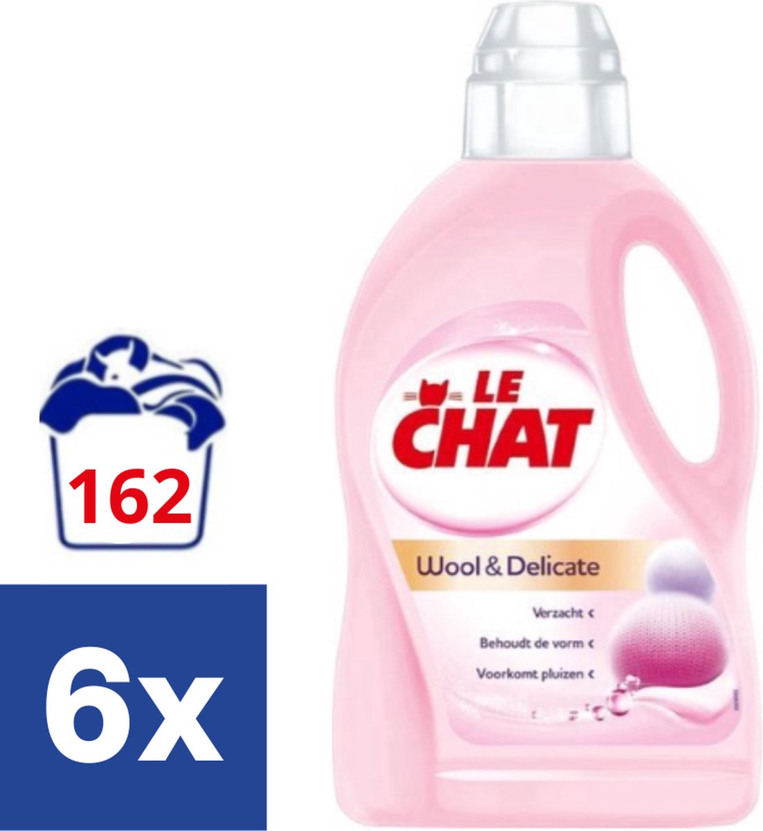 Goedkoopste Le Chat Vloeibaar Wasmiddel Wool & Delicate - 6 x 1.35 l (162 wasbeurten