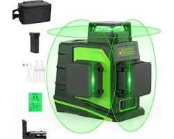 Cross Line Laser 3 x 360° - Groene Zelfnivellerende Laser met Pulsfunctie - 360 Graden 3D Schakelbaar - USB Oplaadbaar - Inclusief Lithium Batterij en Magnetische Houder