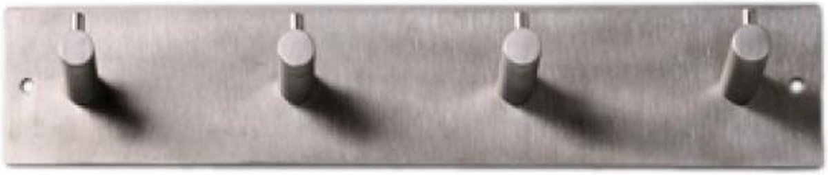 Siro Kapstok - 4 ophang haken - RVS - zilver - 19 x 5 cm - wandkapstok - voor hal of badkamer