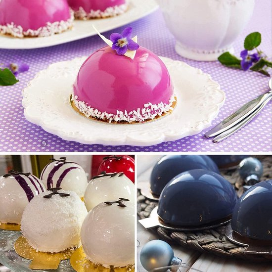 4 stuks siliconen mallen bol, FineGood Chocolade Mallen Half Sphere Chocolade Ball Mallen Siliconen Bakvormen voor Jelly Dome Cake met druppelaars