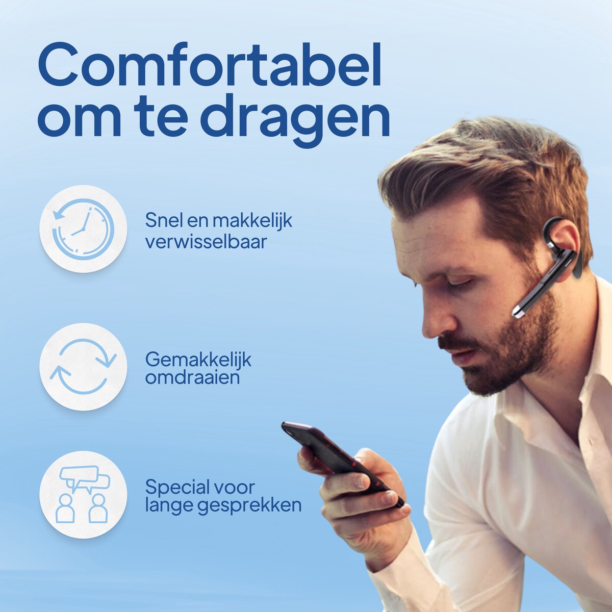 Techard Draadloze Headset Met Microfoon Bluetooth Headset Draadloos Met Noise Canceling Handsfree Bellen Met Bluetooth 5.3 - 2026 Model thumbnail 3